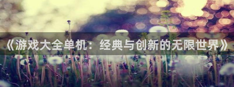 杏鑫测速注册：《游戏大全单机：经典与创新的无限世界》
